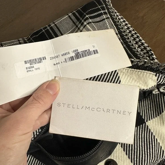 Stella McCartney Black and White Plaid Satchel - Picture 12 of 13